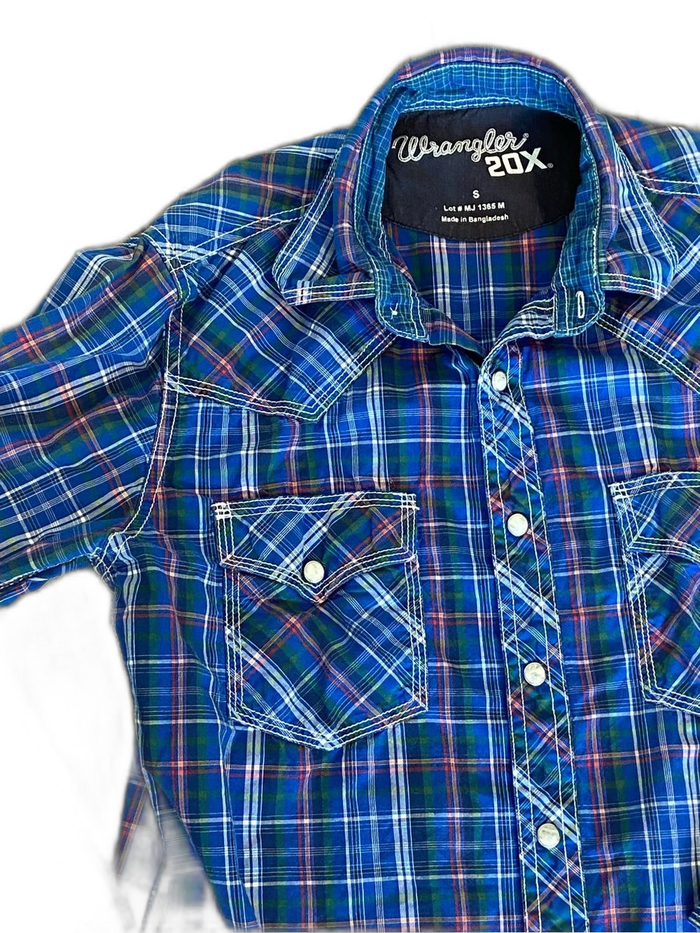 S Wrangler Men Pearl Snap Western Plaid Ranch LumberJack Dress Casual Lightweigh